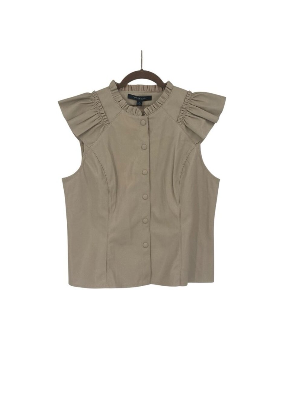 Marc New York Andrew Marc Size Large Latte Faux Leather Top Snap Front NEW